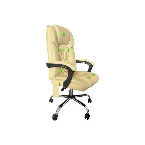 Кресло CACTUS с вибромассажем CS-CHR-OC04M-WT на колесиках, эко.кожа, слоновая кость [CS-CHR-OC04M-WT]