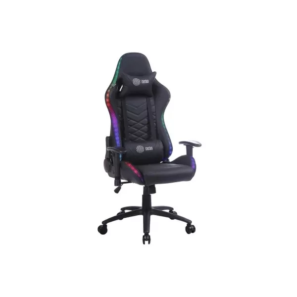 Кресло CACTUS с RGB-подсветкой на колесиках, эко.кожа, черный [CS-CHR-0099BL]