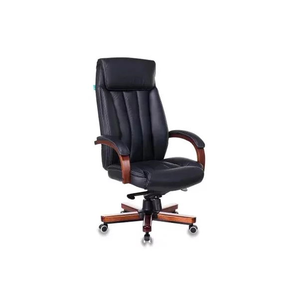 Купить Кресло БЮРОКРАТ T-9922WALNUT на колесиках, кожа, черный [T-9922WALNUT/BLACK], цены, характеристики, доставка по РФ