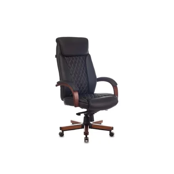 Купить Кресло БЮРОКРАТ T-9924WALNUT на колесиках, кожа, черный [T-9924WALNUT/BLACK], цены, характеристики, доставка по РФ