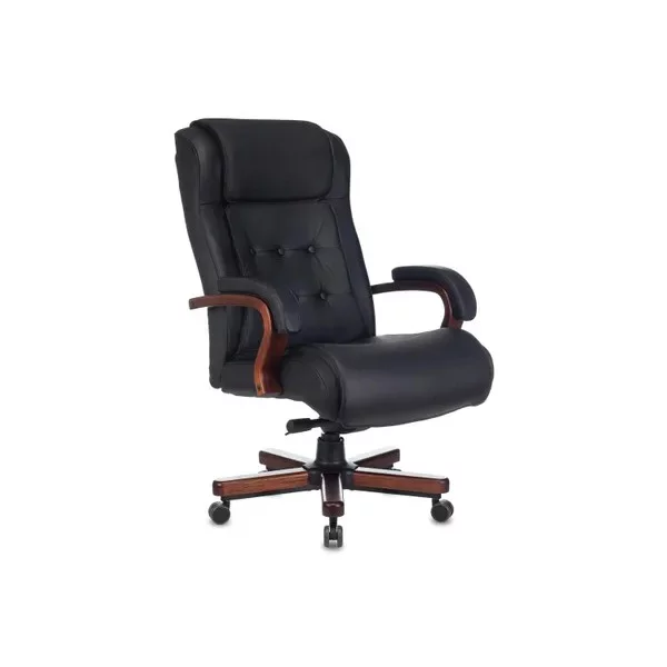 Купить Кресло БЮРОКРАТ T-9926WALNUT на колесиках, кожа, черный [T-9926WALNUT/BLACK], цены, характеристики, доставка по РФ