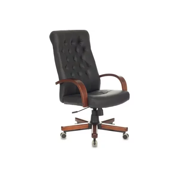 Купить Кресло БЮРОКРАТ T-9928WALNUT/ECO на колесиках, эко.кожа, черный [T-9928WALNUT/ECO-B], цены, характеристики, доставка по РФ