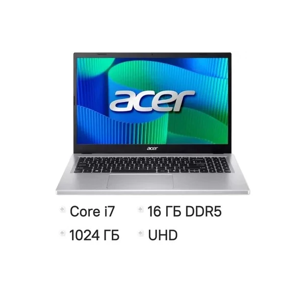Купить Ноутбук Acer Extensa 15 EX215-57-76DA, 15.6 ", INTEL UHD Graphics, 16 ГБ RAM, серебристый [NX.EJBER.006], цены, характеристики, доставка по РФ