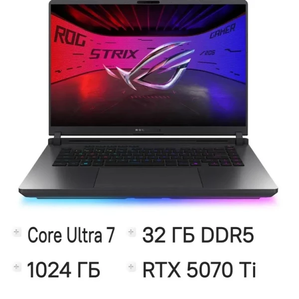Ноутбук ASUS ROG Strix G16 G615LR-S5348, 16 ", NVIDIA GeForce RTX 5070 Ti, 32 ГБ RAM, серый [90NR0LR1-M00FB0]