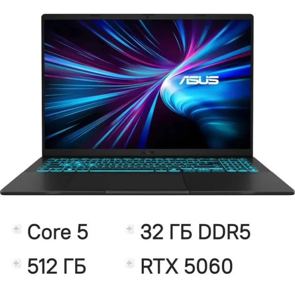 Купить Ноутбук ASUS V16 V3607VM-RP067, 16 ", NVIDIA GeForce RTX 5060, 32 ГБ RAM, черный [90NB16K1-M005N0], цены, характеристики, доставка по РФ