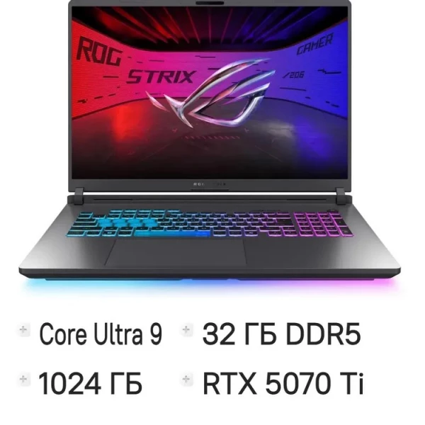 Ноутбук ASUS ROG Strix G18 G815LR-S9085, 18 ", NVIDIA GeForce RTX 5070 Ti, 32 ГБ RAM, серый [90NR0LT1-M00390]