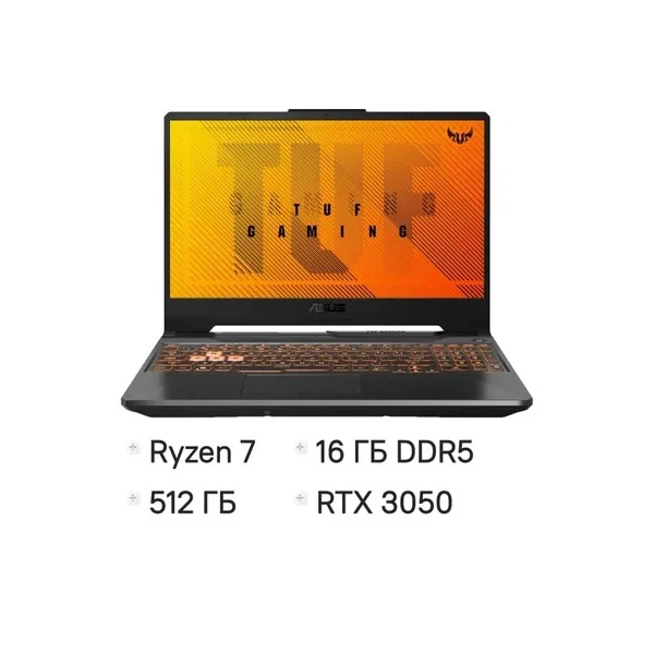 Купить Ноутбук ASUS TUF Gaming A15 FA506NCQ-HN031, 15.6 ", NVIDIA GeForce RTX 3050, 16 ГБ RAM, черный [90NR0QE7-M001A0], цены, характеристики, доставка по РФ